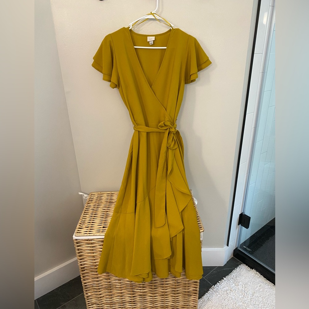 A New Day goldenrod wrap dress